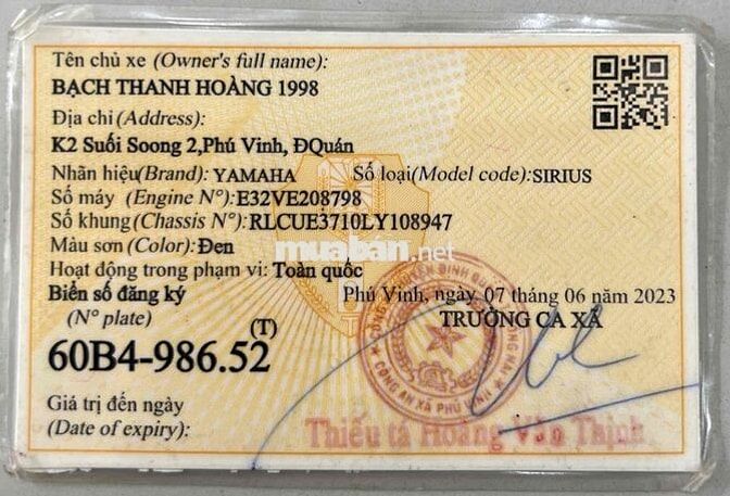 Cầm Đồ Th Lý Sirius Rc , Đk 2020, odo 20k, Zin Êm