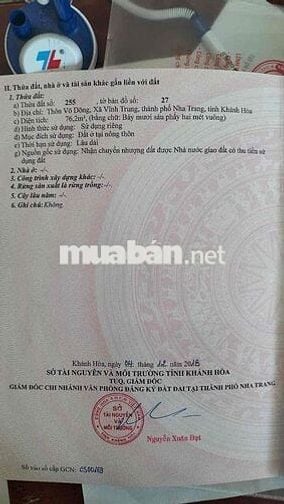 Bán đất thổ cư thôn Võ Dõng - Vĩnh Trung