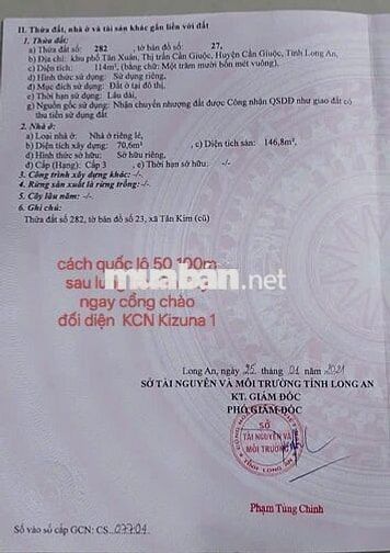 BÁN NHÀ CẦN GIUỘC- CÓ SỔ-SÁT QUỐC LỘ 50-  (LONG AN cũ)
