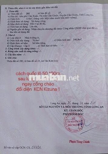BÁN NHÀ CẦN GIUỘC- CÓ SỔ-SÁT QUỐC LỘ 50-  (LONG AN cũ)