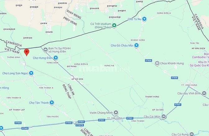 Nền 87.5m2 thổ cư (5x17.5) KDC cặp kênh Công Bình xã Hưng Điền 250tr