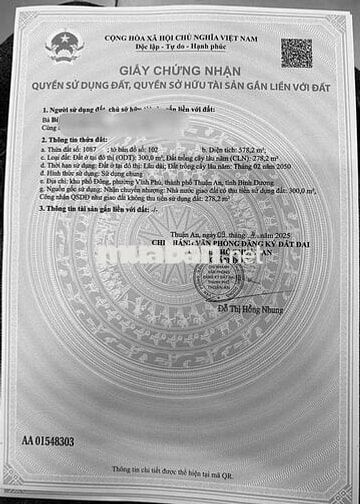 Bán Gấp Thửa 1087 tờ 102 Vĩnh Phú 03 20*27 578m2 QL13 Giá chỉ 20tr/m2