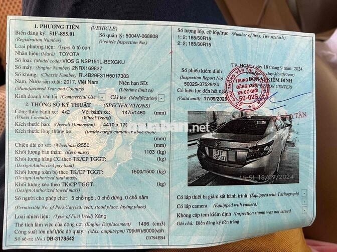 Toyota Vios 2017 1.5G AT xe gia đình