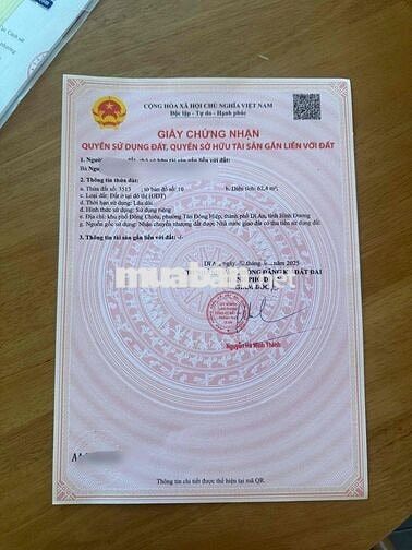 BÁN LÔ ĐẤT P TÂN ĐÔNG HIỆP HCM DT62m NGANG 4,5m GẦN NGÃ BA CÂY ĐIỆP