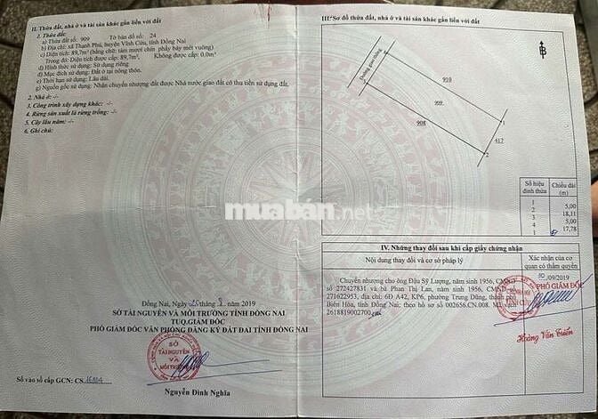 Nhà sổ riêng thổ cư Phường Tân Triều
