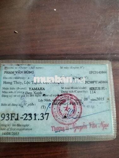 Cần bán chiếc Sirius giấy tờ đầy đủ