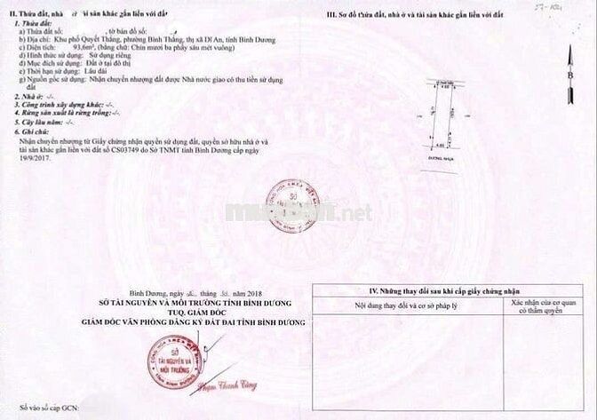 Đất khu phố Quyết thắng phường Bình Thắng Tp Dĩ An
