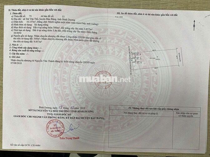 Chủ kẹt tiền sang lại 2 mẫu đất ngay sau lưng nhà thờ Trừ Văn Thố