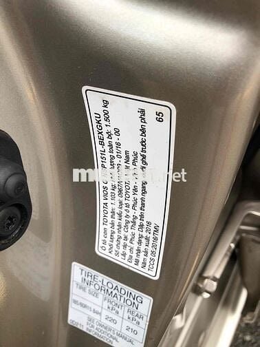 Toyota Vios 2016 1.5G  - 59000 km 1 chủ Fom 2017