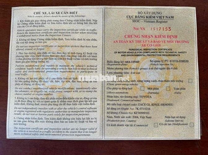 Toyota Zace 2004 GL  chính chủ ký ủy quyền