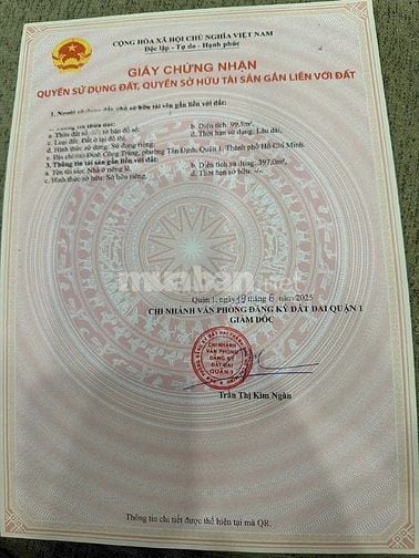 BÁN NHÀ MẶT TIỀN : 19 ĐINH CÔNG TRÁNG - P. TÂN ĐỊNH - Q. 1 - TPHCM