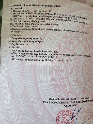 Chính chủ cần bán gấp nền Nhơn hội Phân khu 9 giá đầu tư
