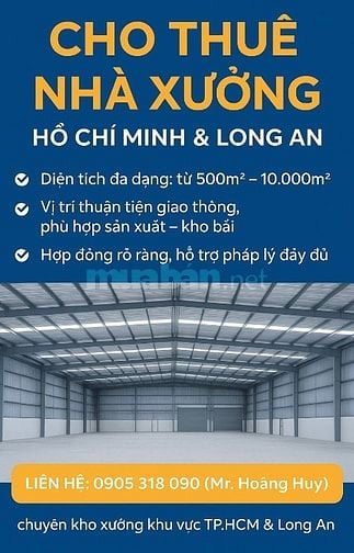 Cho thuê kho xưởng 1200m đường Trần văn mười giá 55tr/ tháng 