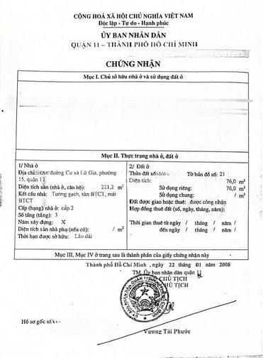 BÁN NHÀ MẶT TIỀN : 66 ĐƯỜNG SỐ 2 CƯ XÁ LỮ GIA - P. 15 - Q. 11 - TPHCM