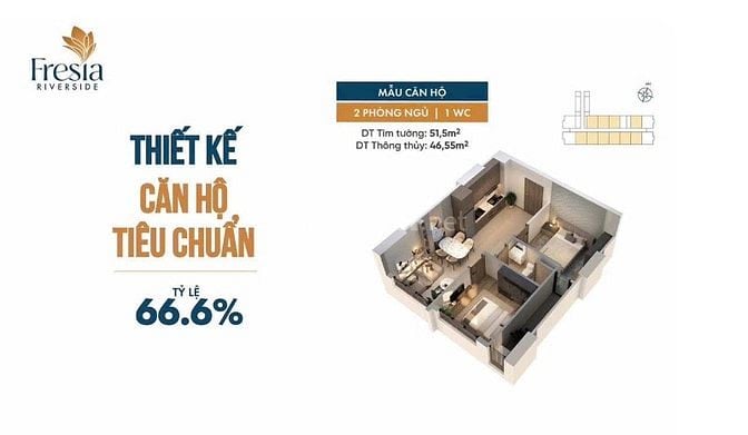 Chỉ 1tỷ790 sở hữu căn hộ chung cư 52m2 2PN-2WC tại Biên Hoà Đồng Nai
