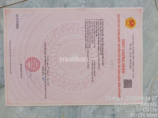 ĐẤT THỔ CƯ KDC ĐƯỜNG BÌNH MỸ VÀO 200M