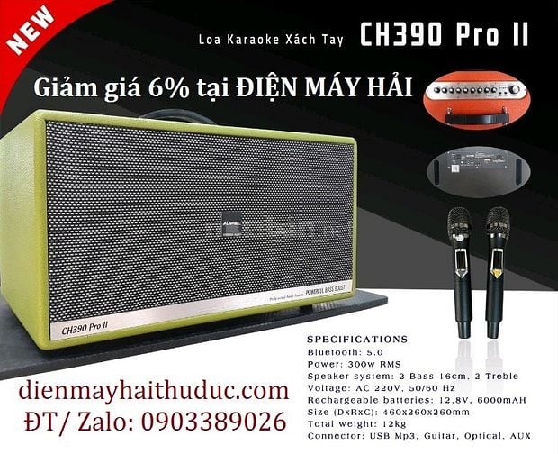 Loa di động Aurec CH390 Pro II khuyến mãi chân gỗ kê loa 