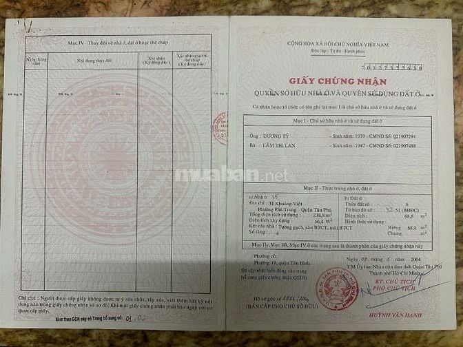 Bán nhà mặt tiền số 35 Khuông Việt phường Phú Trung quận Tân Phú TP Hồ