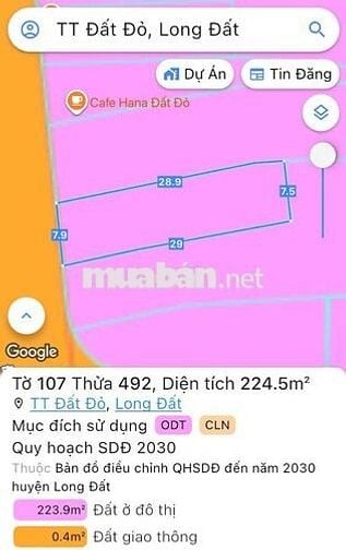 Đất đẹp mặt tiền đường Võ Thị Sáu 225m2 (7,5 x 30) sẵn 60 thổ cư