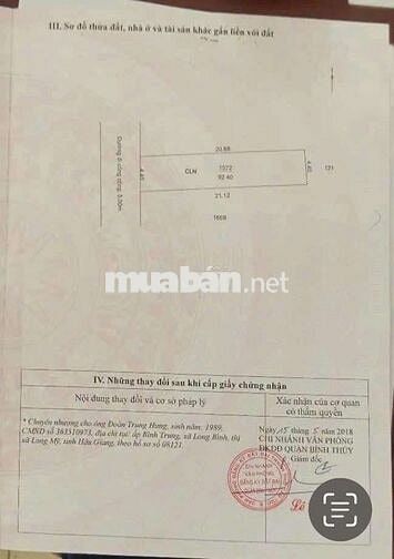 Bán nền A20 KDC Đại Lộc Phát đối diện BV Nhi Đồng Cần Thơ 1tỷ2