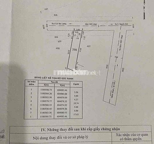 ĐẤT THỔ CƯ MẶT TIỀN HẺM 1651 (12m) LÊ VĂN LƯƠNG NHƠN ĐỨC NHÀ BÈ