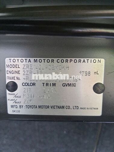 Toyota Corolla Altis 2013 1.8G MT - 450000 km