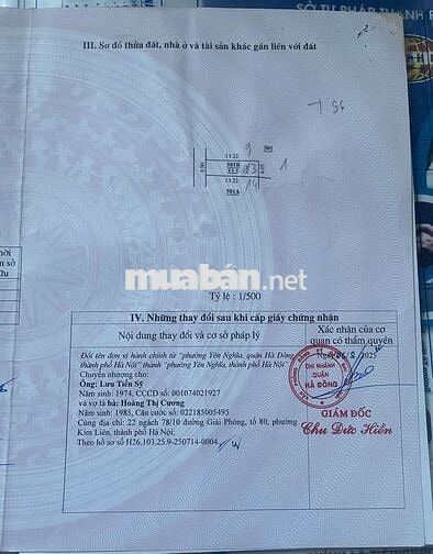 ĐẤT THỔ CƯ PHƯỜNG YÊN NGHĨA HÀ ĐÔNG,52,5 m2 Chỉ Hơn 4 tỷ