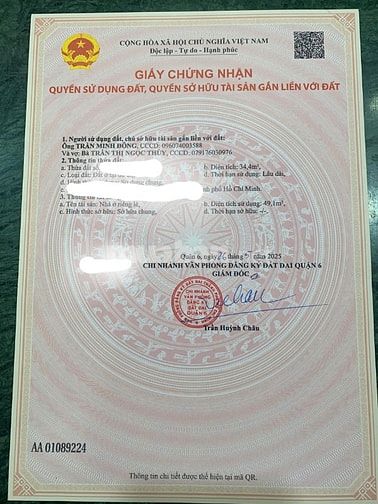Bán gấp nhà hẻm 5m gần chợ Phú Lâm q6