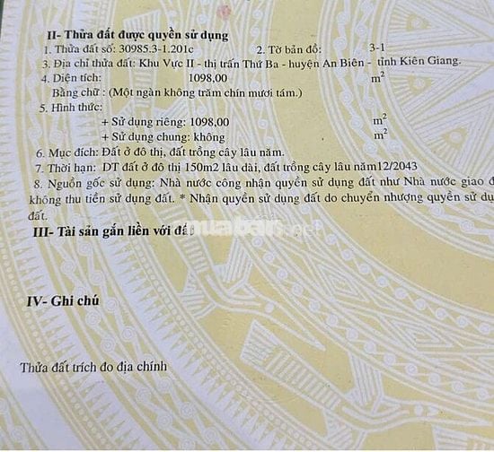 EM CHÍNH CHỦ CẦN BÁN ĐẤT MẶT TIỀN KHU CÂY XOÀI GẦN TUYẾN TRÁNH CHỢ T3