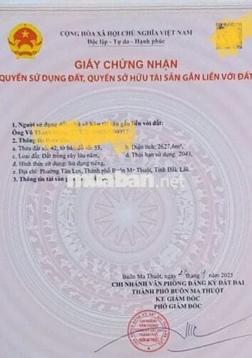 BÁN ĐẤT MT ĐƯƠNG HÀ HUY TẬP TP BMT