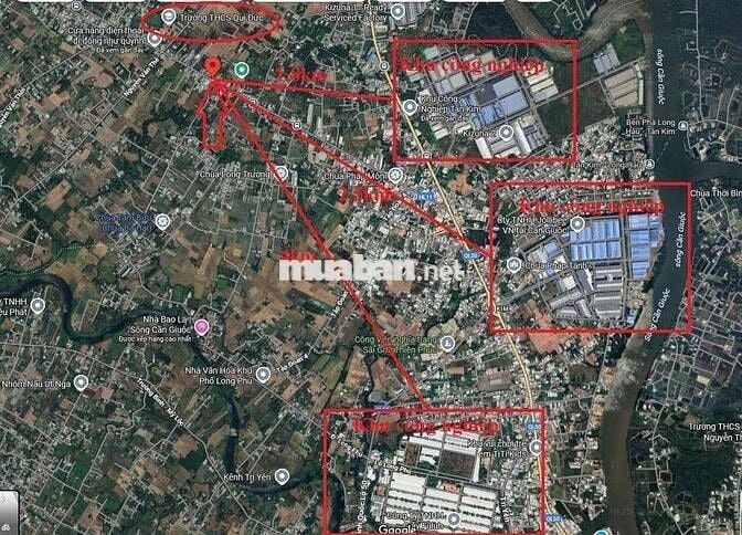 Đất đối diện bên xe hưng long . 350m ngang 10m
