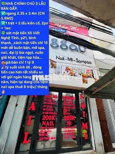 bán nhà mặt tiền xô viết nghệ tĩnh sát mặt tiền,tiện kinh doanh nail