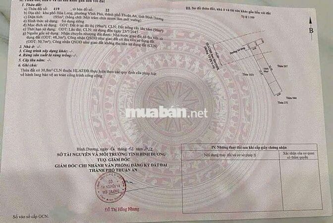 Bán lô đất Vĩnh Phú đường xe hơi ngang 6m