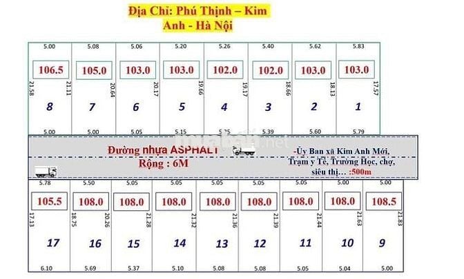 MINH PHÚ SÓC SƠN HÀ NỘI  17 triệu 1 m