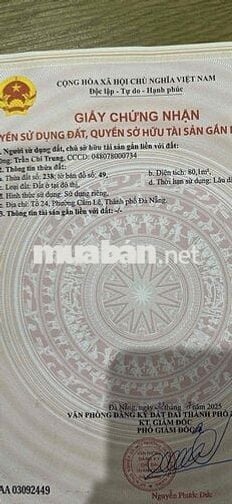 1 Tỷ950 Hiếm có – lô đất kiệt Hòa Thọ Tây sạch sẽ