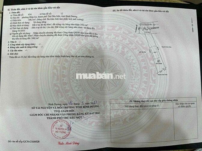 ĐẤT HIỆP AN THỦ DẦU MỘT MẶT TIỀN DX94 NHỰA 5,5M THÔNG. 6x43 NỞ HẬU 9M