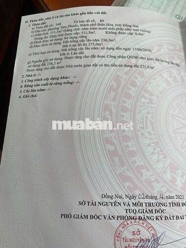 Cần bán đất 2 mt gần ql51 tam phước biên hoà