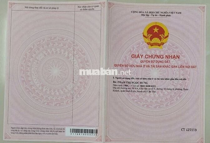 Bán đất thổ cư có nhà cấp 4 khu