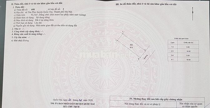 ĐẤT CHÍNH CHỦ. Vị trí tuyệt đẹp tại xã Tân Phú, huyện Quốc Oai, Hà Nội