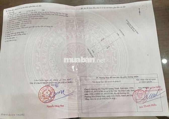 Bán đất mặt tiền 10m5 đà sơn 1