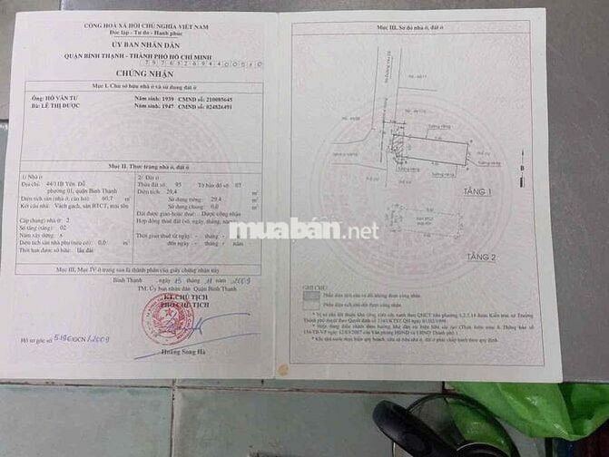Cần bán nhà yên đỗ quận bình thạnh tphck
