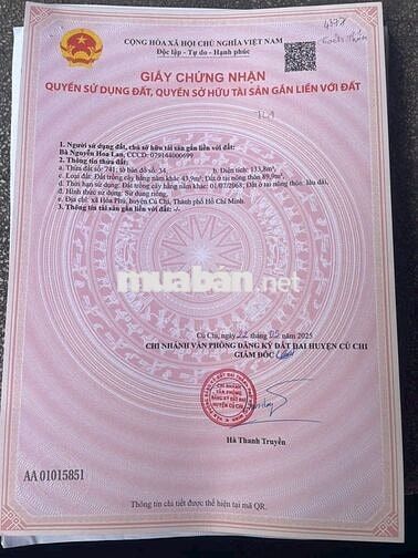 133M2 HÒA PHÚ CỦ CHI CỰC RỘNG ĐƯỜNG LỚN SHR CHỈ 758TR