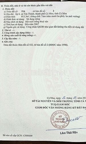 Cần bán gấp đất mặt tiền cầu ông tơ quản lộ phụng hiệp