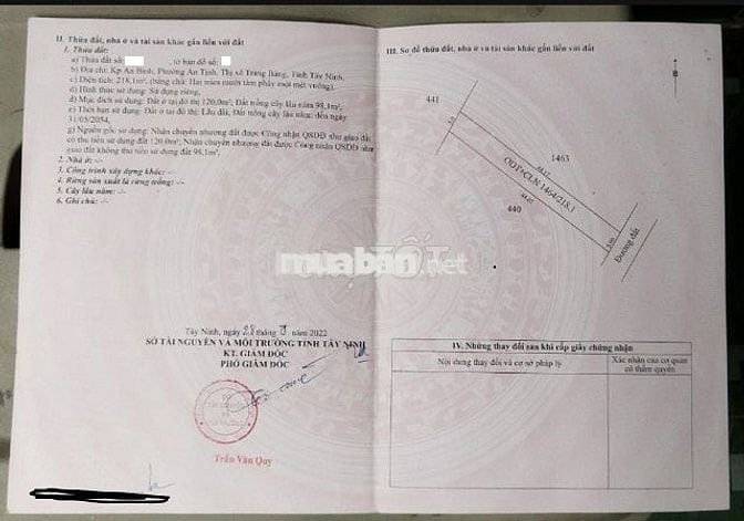 Cần bán gấp lô đất Kp An BìnhTrảng Bàng, 475 triệu 218m2 dân cư đông