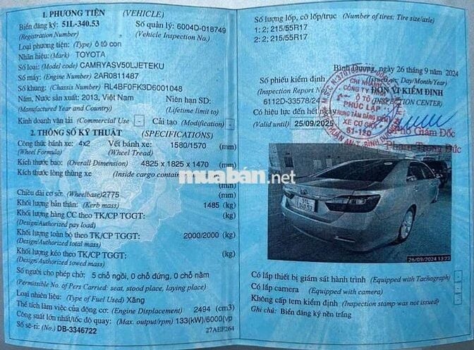 CAMRY 2.5Q SX 2013 FULL 125000KM BẢO HÀNH 1 NĂM