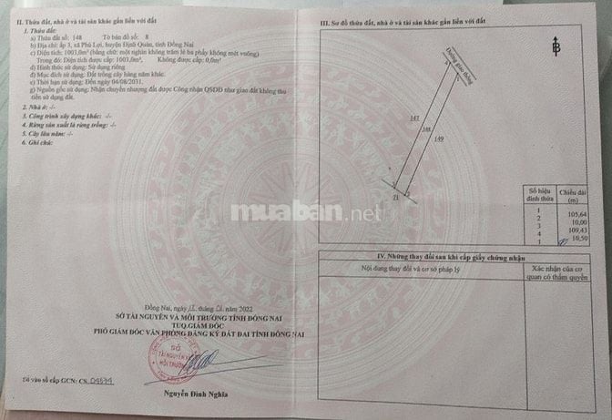 Bán 2.028m2 thổ vườn.phú lợi 1 tỷ 4