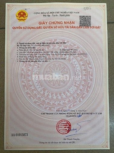 Bán đất 2 mặt tiền đường Nguyễn Văn Khạ,Tân An Hội, Giá: 780tr, 441m2