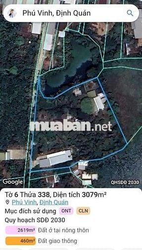 Phú Vinh - Định Quán - Đồng Nai
-Diện tích 3000m2 có 300m2 thổ cư