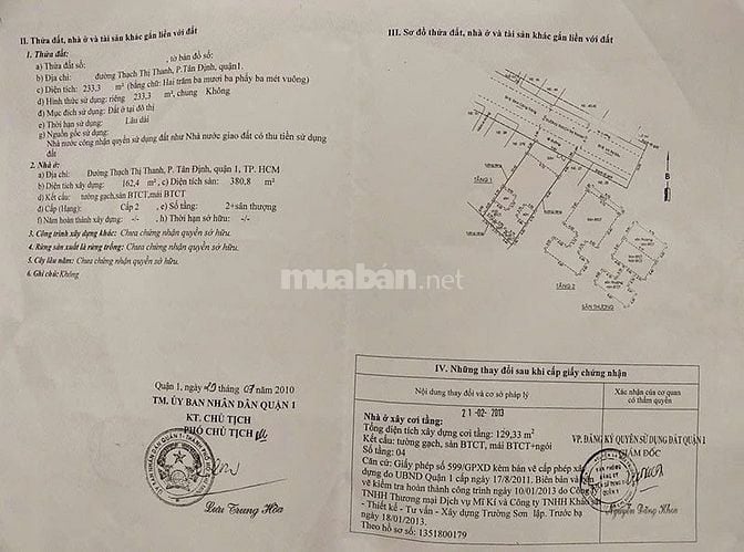 Bán biệt thự Phường Tân Định, Thạch Thị Thanh, dt lớn 233m², 125 tỷ