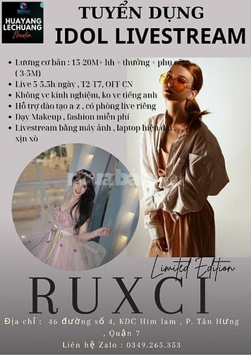 HUAYANG LECHUANG MEDIA TUYỂN HÀNH CHÍNH NHÂN SỰ HR VÀ IDOL LIVESTREAM 